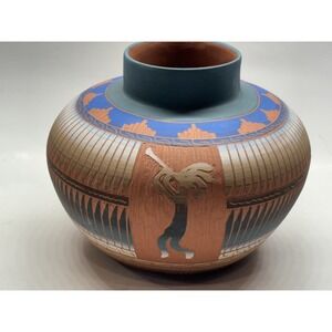Native American Navajo Indian Hand Etched & Painted Pottery MARILYN  KINLICHEE